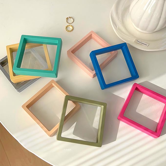 Ailison 12PCS 3D Floating Frame Display Stand, Jewelry Box, Gift Box, Ornament Organizer, Small Travel Jewelry Box, PE Film Anti-Oxidation, Suspended…