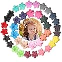 40Pcs Baby Girls Hair Bangs Mini Hair Claw Clip Kids Hair Pin 20 Colors for Girls (Flower)