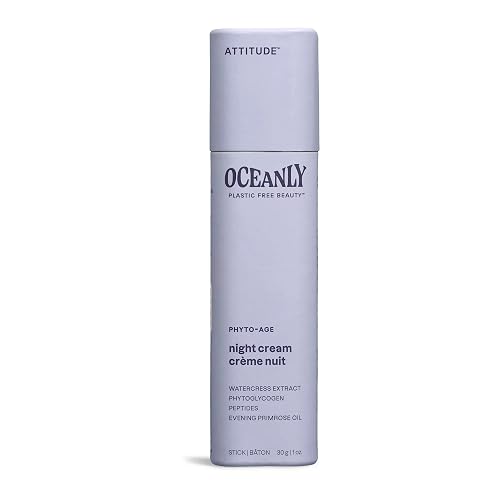 ATTITUDE Oceanly Night Cream Bar, EWG Verified, Plastic-free, Plant and Mineral-Based Ingredients, Vegan and Cruelty-free Face Moisturizing Products
