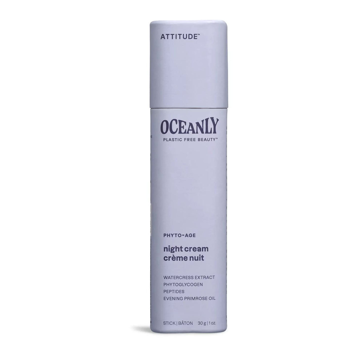 ATTITUDE Oceanly Night Cream Bar, EWG Verified, Plastic-free, Plant and Mineral-Based Ingredients, Vegan and Cruelty-free Face Moisturizing Products