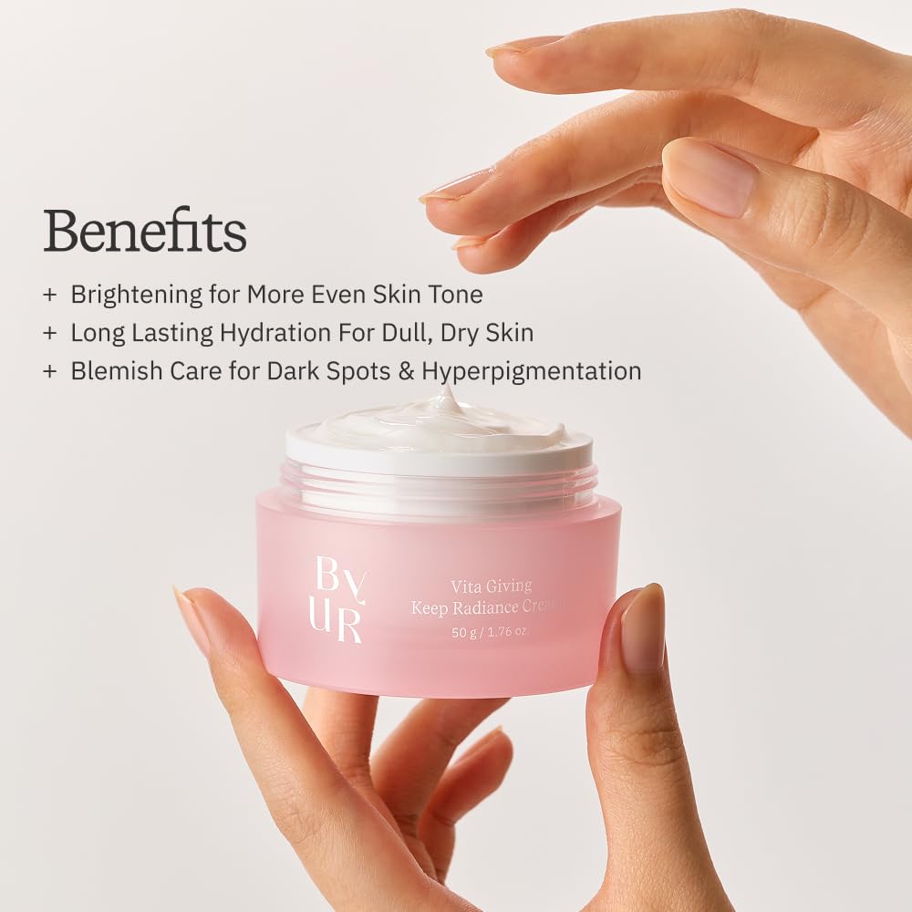 ByUR Vita Giving Keep Radiance Cream - Dark Spots & Hyperpigmentation, Brightening & Hydrating for Dry, Dull Skin, Hyaluronic Acid, Niacinamide