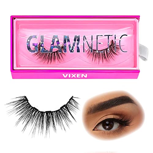 Glamnetic Magnetic Eyelashes - Vixen | Long Magnetic Lashes, 60 Wears Reusable Wispy Faux Mink Lashes, Dramatic Party Lashes - 1 Pair