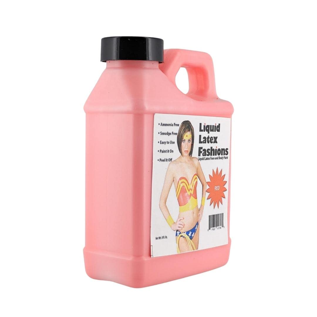 Red 8 Oz - Liquid Latex Body Paint, Ammonia Free No Odor, Easy On and Off, Cosplay Makeup, Creates Professional Monster, Zombie Arts, Lightning