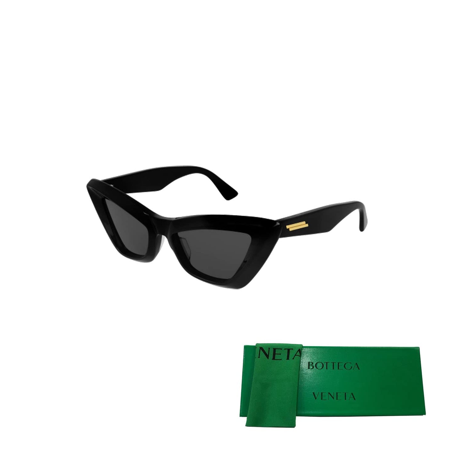 Bottega Veneta BV1101S 001 53MM Black/Grey Cat Eye Sunglasses for Women +BUNDLE with ACCESSORY EYEWEAR KIT