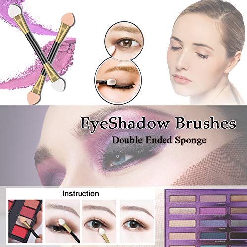 GTVIA 50 Pack Double-end Eye Shadow Brush, Disposable Double Sided Eyeshadow Brush Makeup Applicators Beauty Kit (Gold)
