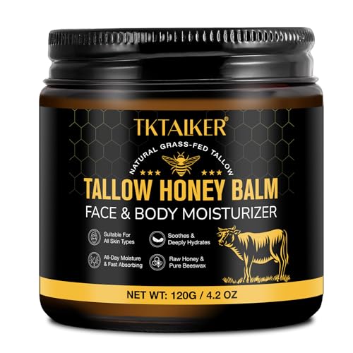 Beef Tallow for Skin, Beef Tallow for Face, Hydrating Tallow Balm with Raw Honey and Beeswax, Grass-Fed Beef Tallow & Raw Wild Honey Blend, Body Beauty and Personal Care TKTALKER Default Title
