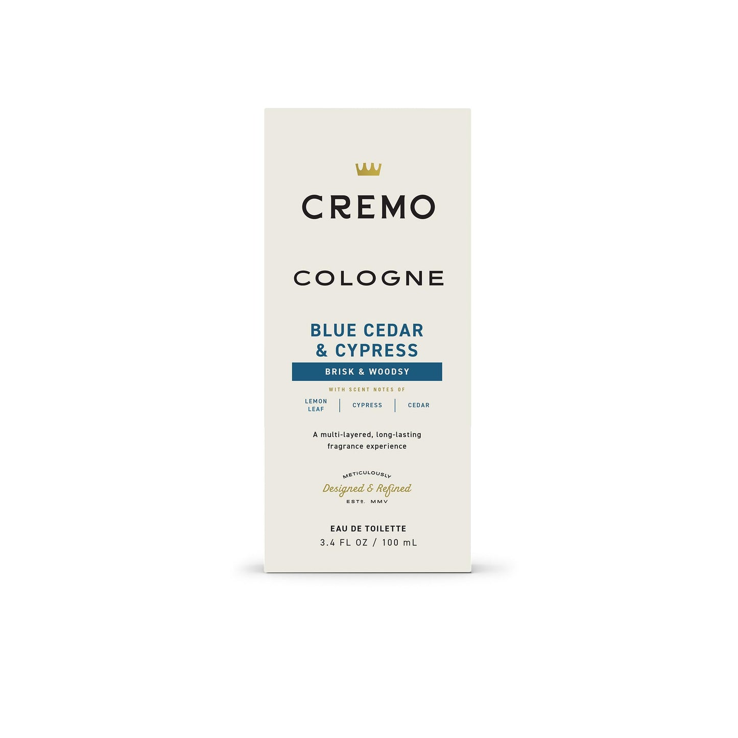 Cremo Cologne For Men - Blue Cedar & Cypress Mens Cologne Spray, A Woodsy Scent with Notes of Lemon Leaf, Cypress and Cedar, Multi-Layered Signature