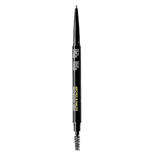 Arches and Halos 2 in 1 Defining Eyebrow Pencil and Powder - Brow Powder with Spoolie Brush - Shape and Fill for Natural Look - Dark Brown - 0.017 oz