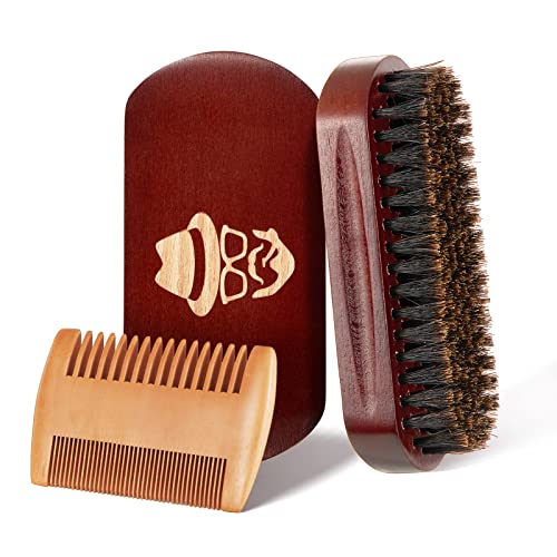 Beard Brush, 100% Boar Bristle Natural Black Walnut Wood Beard Comb Hair Mustache Shaving Brush Facial Hair Brush Beauty and Personal Care Sosoon Default Title