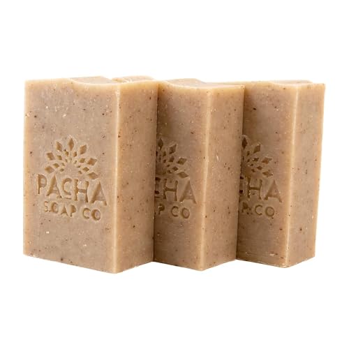 Pacha Soap Co. Dirty Hippie Bar Soap - Patchouli, Nutmeg, & Clove Scented Exfoliating Oat Body and Face Cleanser Bar Soap, Hydrating & Moisturizing