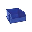 Quantum Storage K-SSB445BL-3 3-Pack Stackable Plastic Shelf Bin, 14" x 11" x 7", Blue