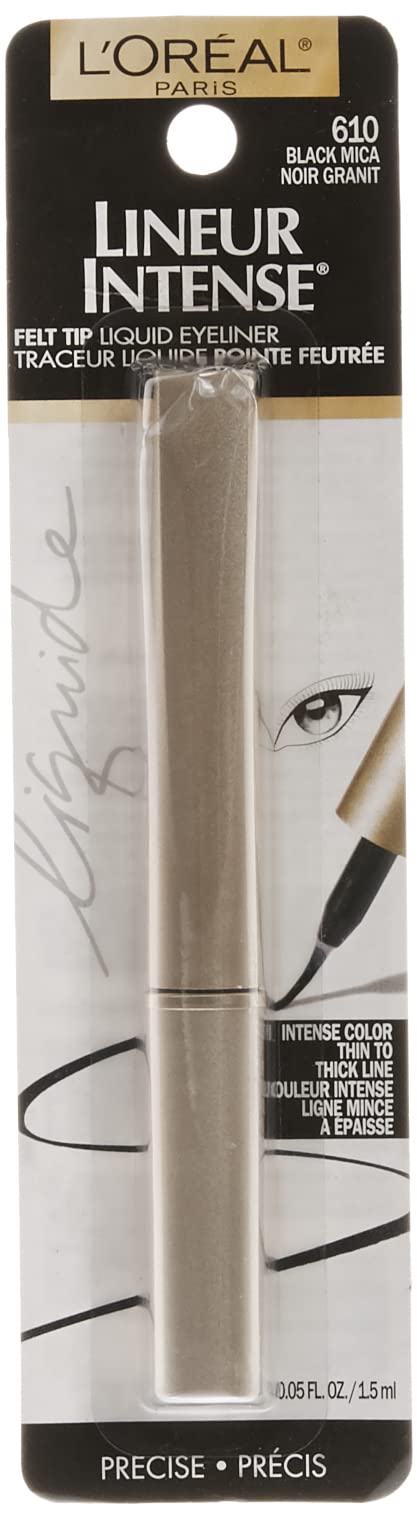 L'Oreal Paris Makeup Lineur Intense Felt Tip Liquid Eyeliner, liquid eyeliner, felt tip applicator, precise bold lines, intense color,…