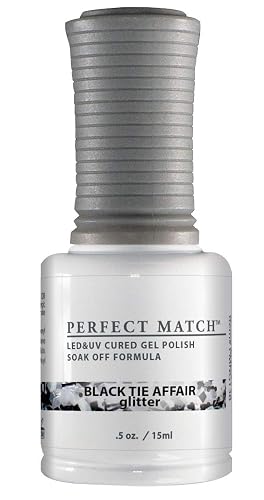LeChat - Perfect Match Gel Polish - Black Tie Affair - Silver Hexes and Black Glitter on Clear Polish - (0.5 Ounce) - Easy Application - Soak Off Beauty & Personal Care LECHAT