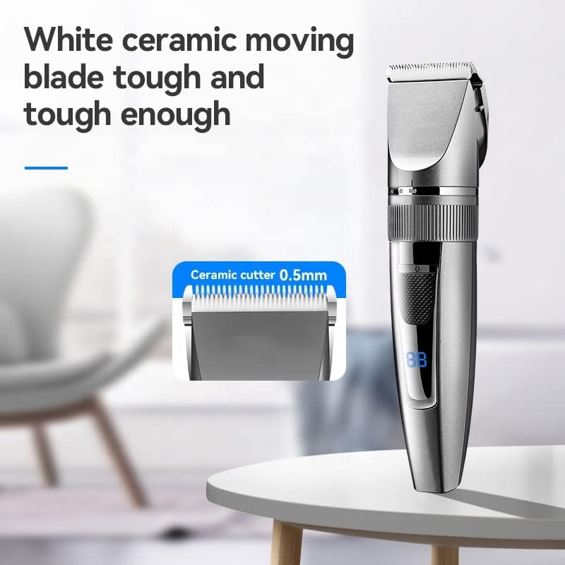 GLESVOWIO Pro Hair Clipper Clippers Cordless Ceramic Blade Trimmer Electric Professional Cutting Grooming Kit Rechargeable LED Display Beauty and Personal Care GLESVOWIO