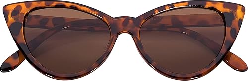 OWL Cateye Sunglasses for Women Vintage Retro Sunnies Leopard Frame Brown Lens
