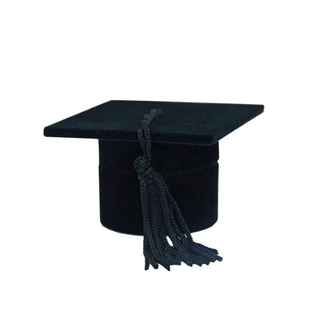 Amosfun Graduation Cap Shaped Ring Box Creative Jewelry Storage Box Ring Organizer Case Graduation for Celebration Party Supplies (Black)