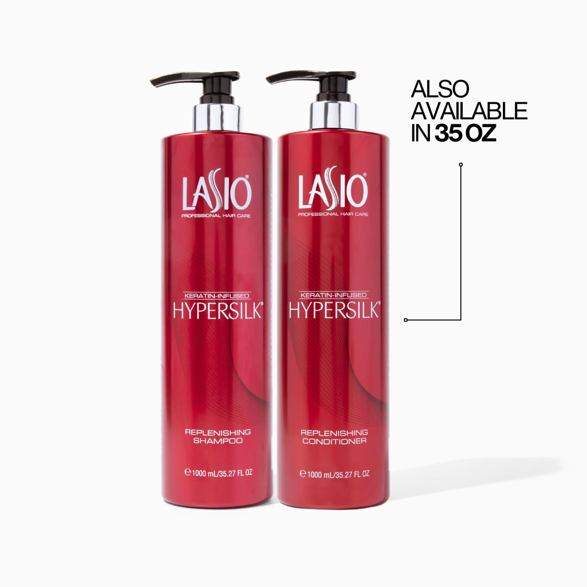 Lasio Replenishing Shampoo and Hair Conditioner Set with Amber Extract, Keratin & Jojoba Oil - Nourishing, Repairing, and Hydrating Formula for Soft