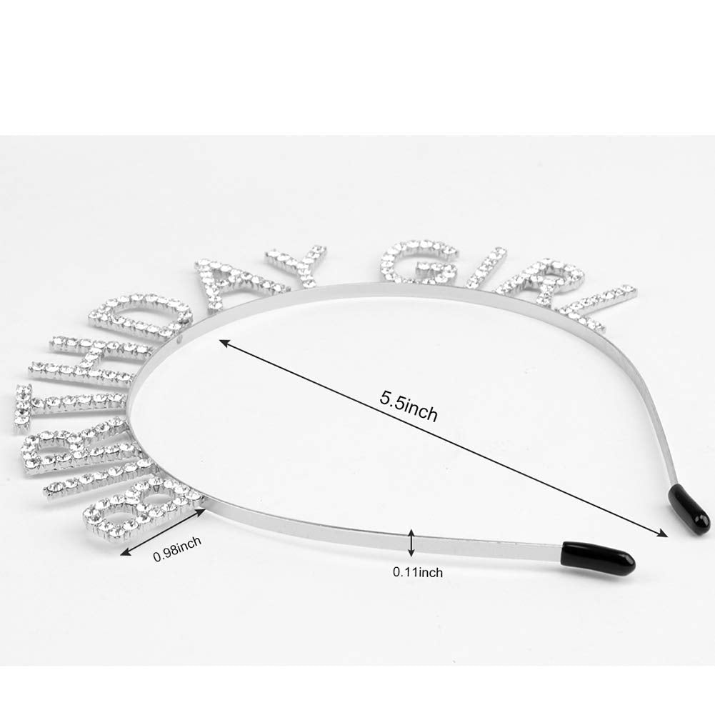 AOPRIE Birthday Girl Headband Tiara for Women & Girls - Happy Birthday Princess Crown Rhinestone Accessory, Silver Beauty and Personal Care AOPRIE