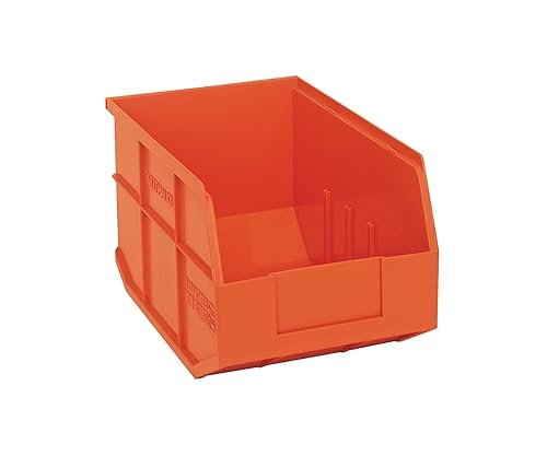Quantum Storage K-SSB423OR-4 4-Pack Stackable Plastic Shelf Bin, 12" x 8-1/4" x 7", Orange