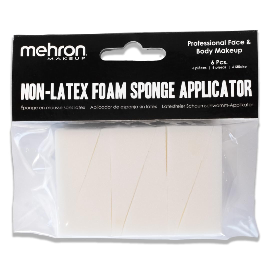 Mehron Makeup Non-Latex Triangular Foam Makeup Sponge Wedge| Professional Special Effects Applicator, Face & Body Paint, & Beauty Sponges (6 Pack)