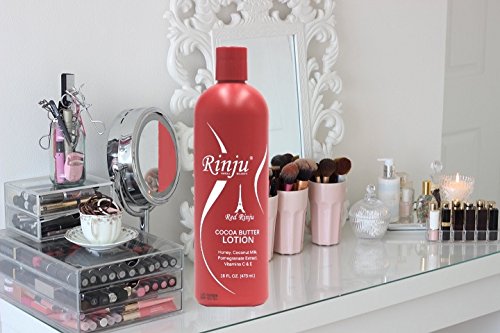 Rinju Cocoa Butter Lotion - Non-Greasy Lotion for Women & Men - 16 oz Cacao Butter Lotion for Extremely Dry Skin - Pomegranate Extracts & Vitamin C