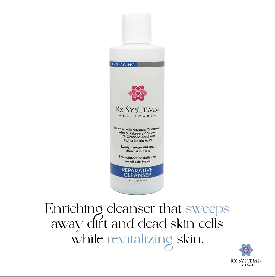 Rx Systems PF Reparative Facial Cleanser 8 oz, Repairs Skin, Clears away Oil and Dirt Build Up, Prevents Acne and Clogged Pores