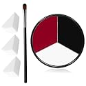 VPCRT6 White Black Red Halloween Face Body Paint with 3PCS Sponge and 1PC Brush, for Baseball, Softball Sports(Eye Black) & Halloween (Joker, Clown)