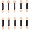 10Pcs Black Disposable Double Ended Eyeshadow Brush Sponge Tipped Oval Eyeshadow Applicator Black and Creative Beautiful Makeup Tools Girls Lady Women