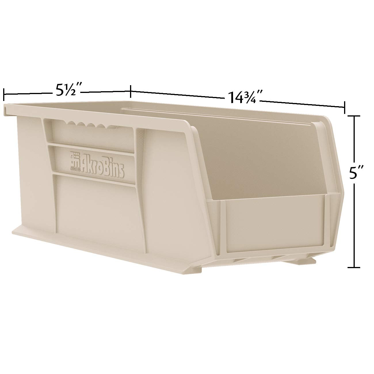 Akro-Mils 30234 AkroBins Plastic Storage Bins, Space-Saving Stackable Bins for Garage, Pantry, Craft Organization, 15" x 5" x 5", Black, 12-Pack