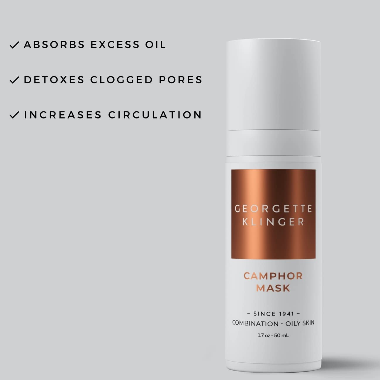 Georgette Klinger Camphor Mask - Mineral-Rich Clay Mask with Menthol & Vitamin E: Detoxify, Exfoliate, and Improve Skin Tone while Absorbing Excess