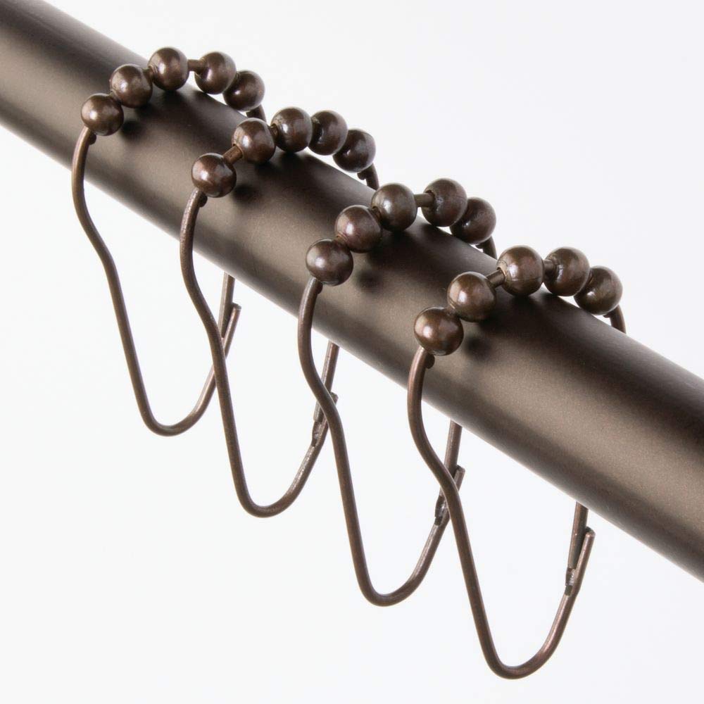 iDesign Steel Roller Shower Curtain Rings/Hooks - Bronze, Set of 12
