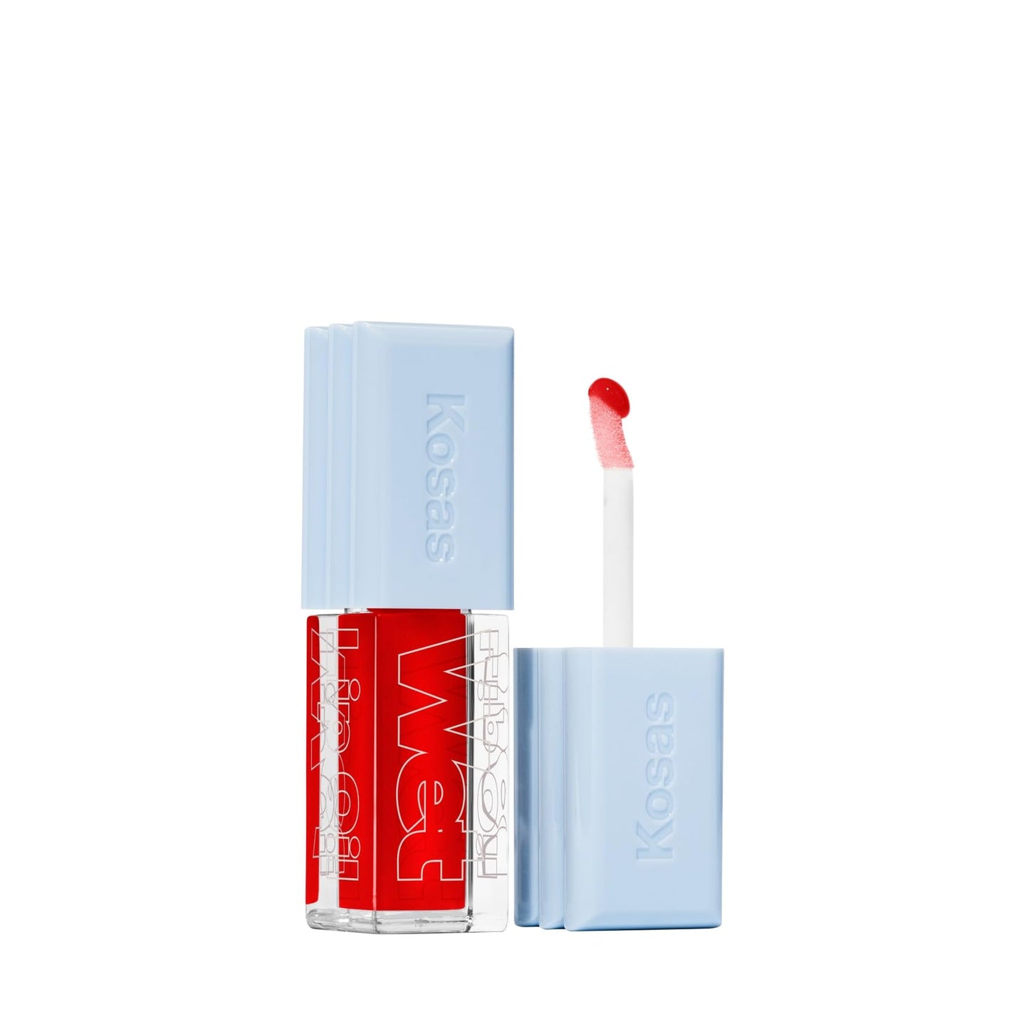 Kosas Wet Lip Oil Gloss - Plumping Peptide Lip Treatment Gloss in Sheer Cherry Red, Hydrating with Hyaluronic Acid, Peptides & Plant Oils, Non-Sticky,