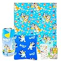 Bluey Travel Blanket and Pillow Set - Bundle with 40"x 50" Throw Blanket, Plush Pillow, Stickers, More | Bluey and Bingo Travel Accessories for Kids,…
