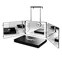 Self Find-3 Way Mirror for Self Hair Cutting with Ring Light,Rechargeable 360 Mirror for Hair Tools,Light and Height Adjustable