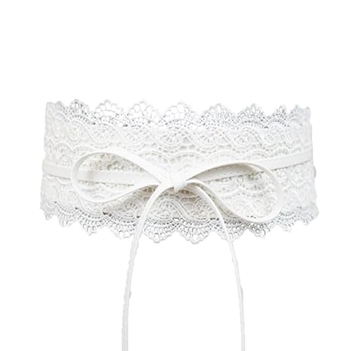 OULII Lace Waist Belt for Women Boho Bowknot Corset Belt Adjustable Lace Band for Dresses and Casual Wear