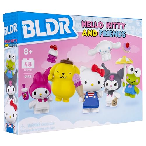 BLDR Hello Kitty & Friends 6-Pack Minifigures – Hello Kitty, Cinnamoroll, Pompompurin, My Melody, Keroppi & Kuromi, Amazon Exclusive, Ages 8+