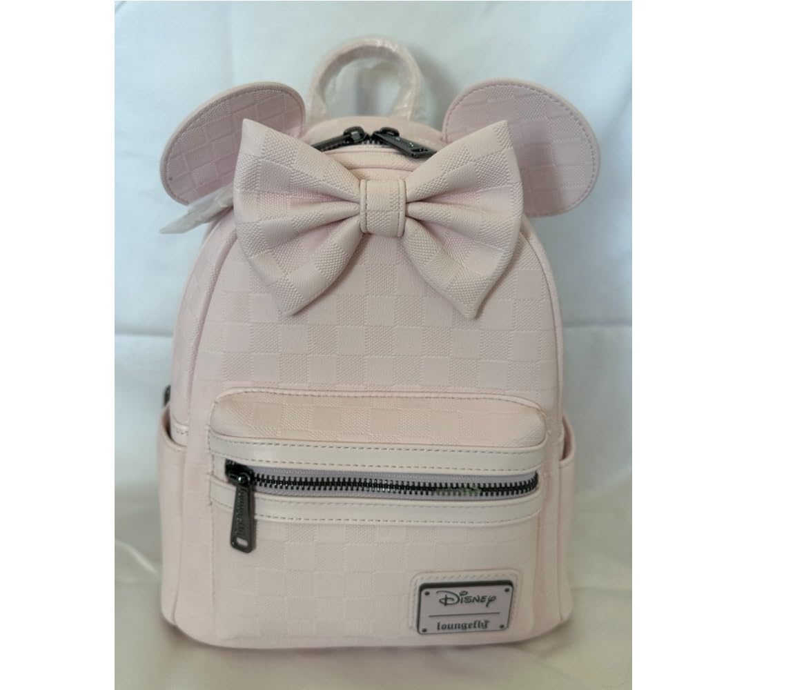 Loungefly Minnie Mouse Checkered Texture Mini Backpack