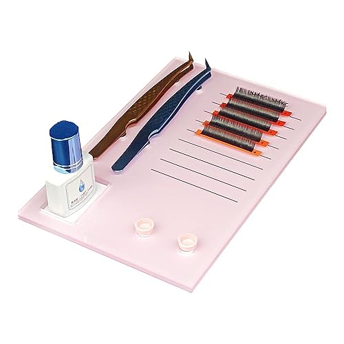 Acrylic Eyelash Grafting Pallet, Lash Tile holder, Bigger Size Glue Cups Eyelash Extensions Storage Gasket Pads with Magnetic Suction for 2 Tweezers