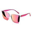 Sumato Sunglasses Womens, Oversized Pink Sunglasses for Women with Mirrored Trendy Lens UV400 Blocking
