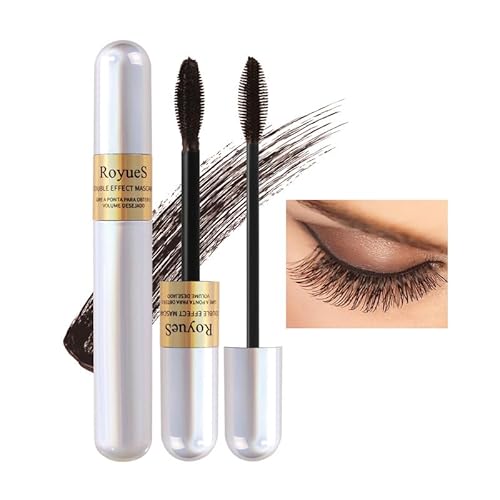 AKARY Mascara Waterproof & Smudge-Proof - 2-1 Long-Lasting Mascara Black Volumizing and Lengthening for Eye Makeup, Liquid Lash Extensions Mascara