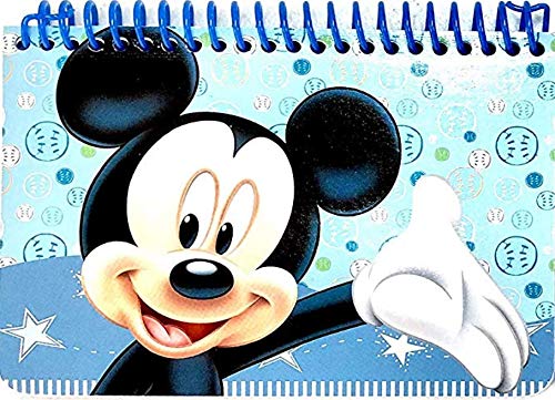 Disney Mickey and Minnie Mouse Drawstring Backpacks Plus Lanyards with Detachable Coin Purse and Autograph Books (Set of 6) (Blue - Blue)