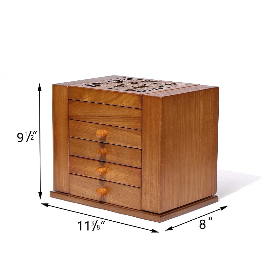 Wolfroady Wooden Jewelry Box for Women, Jewelry Organizer Box for Necklaces and Rings Jewelries, Watches, Storage Box Cherry