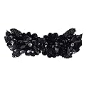 Ulalaza Sparking Rhinestone Crystal Women's Elastic Wide Skinny Waist Stretch Belt for Dress