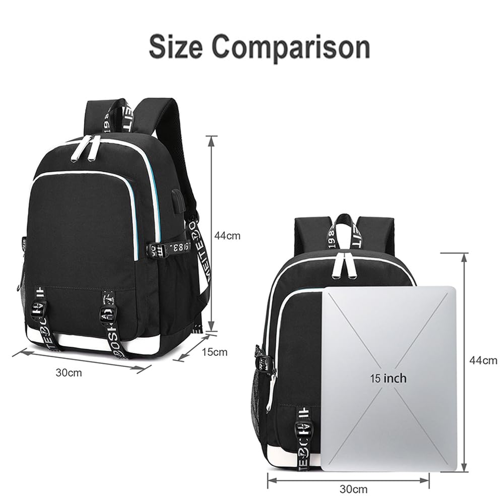 KARFRI Soccer Player 7 Multifunction Sport Backpack Travel Laptop Football Fans Bag for Men Women (Black lines - 1)