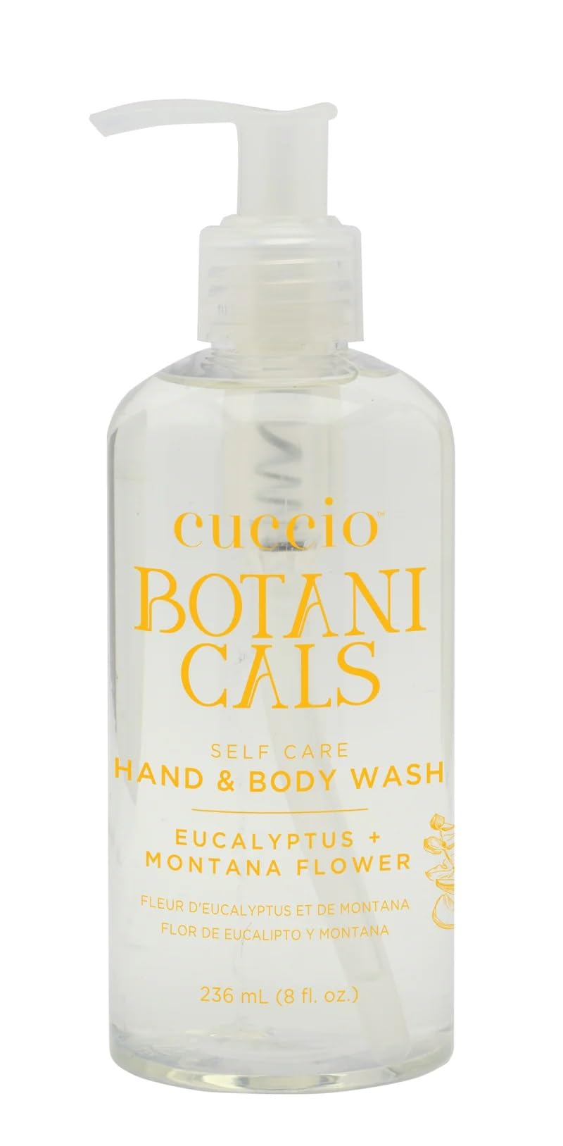 Cuccio Botanicals Hydrating Hand & Body Wash, Eucalyptus & Montana Flower, 8 oz - Soothing and Nourishing Cleanser for Soft, Refreshed Skin