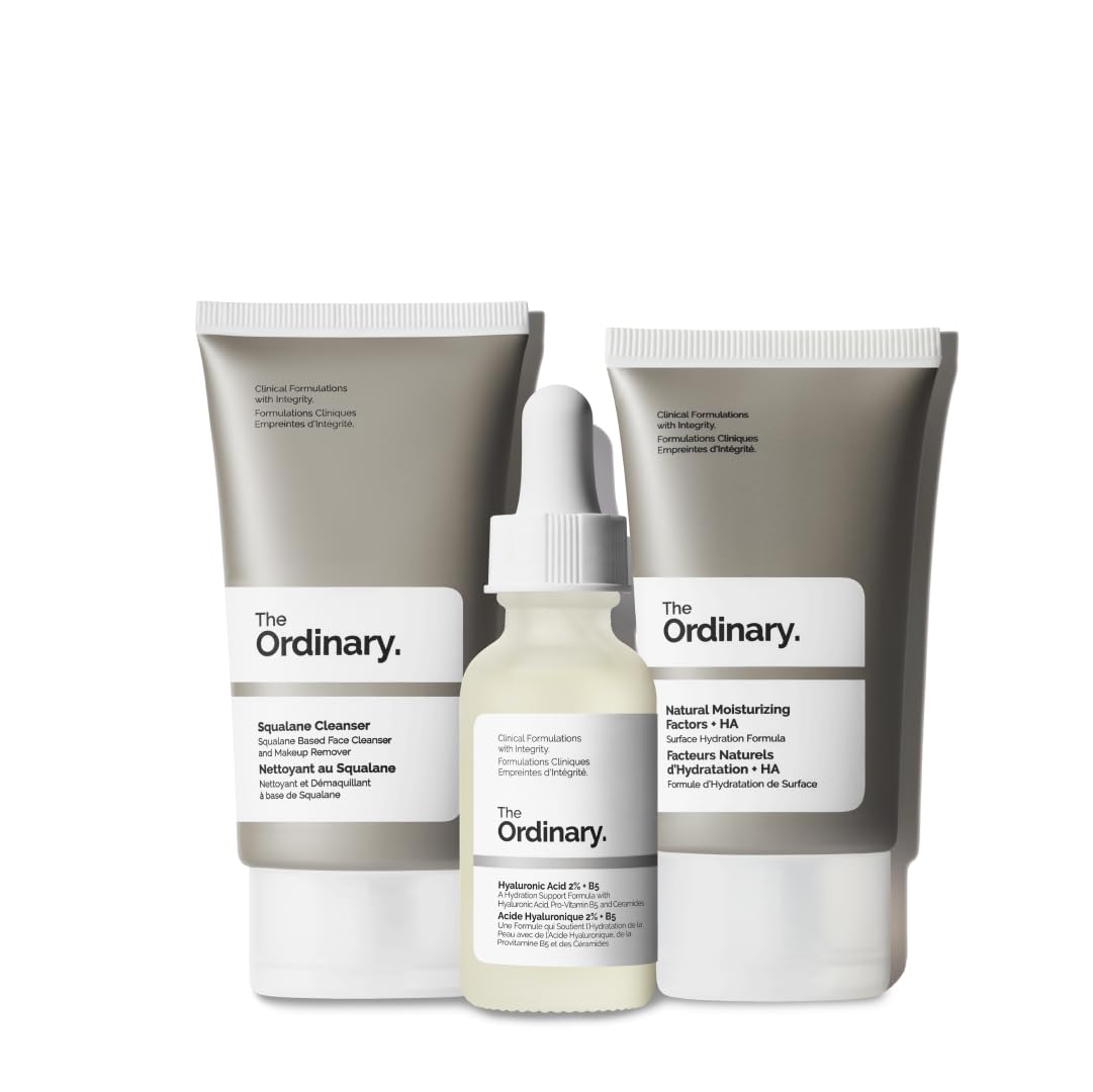 The Ordinary The Daily Set, Daily Skincare Routine with Squalane Cleanser, Hyaluronic Acid 2% + B5, and Natural Moisturizing Factors + HA | Skin Care Beauty and Personal Care The Ordinary