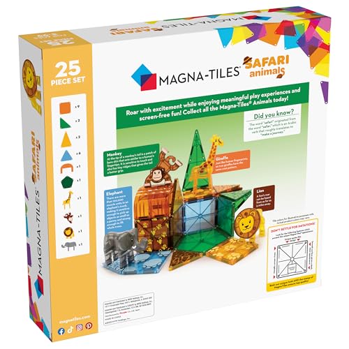 MAGNA-TILES Safari Animals 25-Piece Magnetic Construction Set, The ORIGINAL Magnetic Building Brand