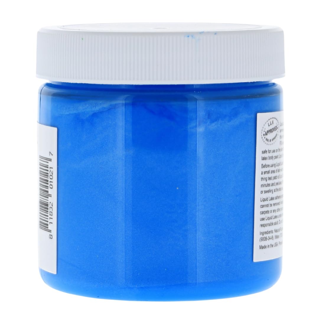 Metallic Blue 4 Oz - Liquid Latex Face and Body Paint, Skin Safe, Non-Toxic, Easy to Apply - Perfect for Costume and Body Painting, Creates Shimmery