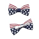 Aysekone 2 Pcs/Pack Girls American Flag Hair Bow Hair Clips Fourth of July Hair Accessories Patriotic Hair Bows Hairgrips