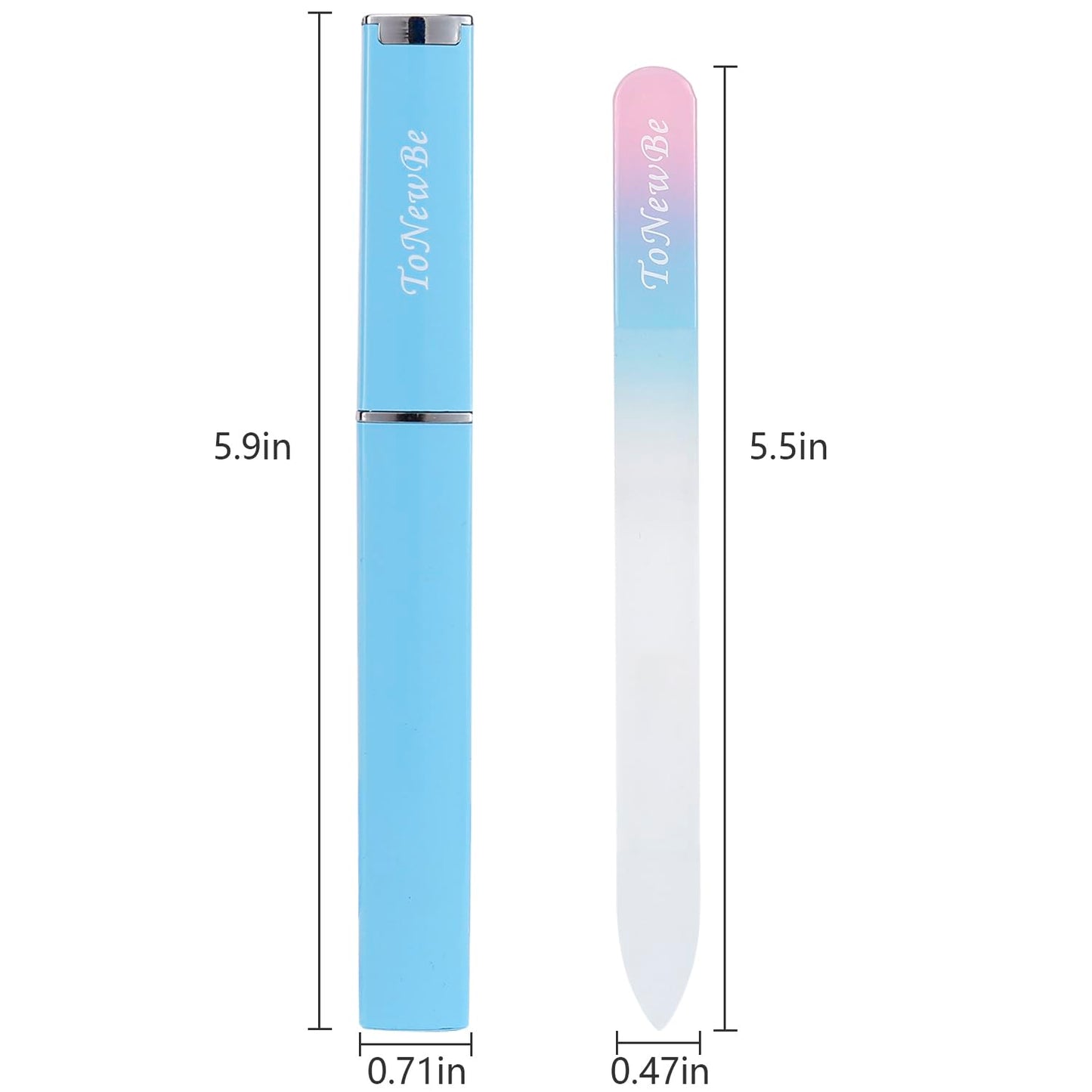 Glass Nail File in Case, Glass Fingernail File, Czech File, Double-Sided Etched Nail File for Nail Art & Nail Care, Christmas Gifts Stocking Stuffers